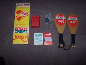 Vintage Jokari Ball Game/  plus replacement band,box,directions,paddles