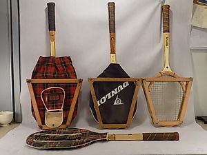 4 Vintage Tennis Racquets Wilson, Spalding, Tad Davis, Bancroft King~ Very Nice!