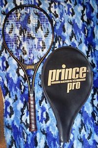 Prince Pro Series 110 Tennis Racquet 4 1/4 Grip w/ Cover - Black Gold preowned