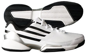 NEW Adidas Adizero Feather Clay Mens Tennis Shoe Wt/Bk/Slvr US 11M UK 10.5