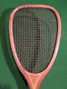 Antique 1880's J.W. Philadelphia Flat Top Wood Tennis Racquet