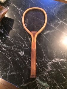 Antique Display Tennis Racquet. 1900 Lakeside SPALDING Solid Wood Metal String