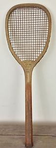 Antique Wood Flat Top Tennis Racquet Wright & Ditson Boston Massachusetts 1890's