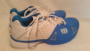 Wilson Men`s Rush Pro Tennis Shoes Size 9.5 White Blue