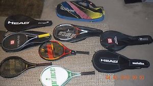 Prince & Wilson Lot Of 5 Tennis Racquets w/ Covers, extra covers included