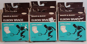 LOT 6 PACKS VINTAGE  BAUER&BLACK ELBOW BRACE SIZE LARGE 14''-16'' WHITE COTTON
