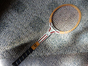 Vintage Tennis Racquet, Jimmy Connors Champ, Wilson, wood, tight strings, GOOD!