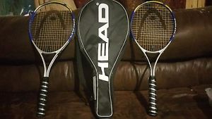 MATCHING TENNIS RACQUETS HEAD TI,SMASH XTRALONG 4 1/2 - 4  WITH 1 CARRYING CASE