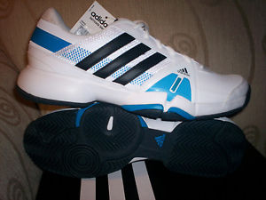 Adidas Mens Barricade Team 3 Size 11.5 NIB White/Navy/Lt Blue F32351 Tennis Shoe