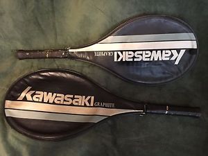 Set of 2 Kawasaki Graphite Boron PANDA-S Tennis Rackets Racquets w/Covers -  EUC