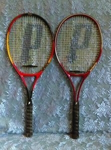 Prince Longbody Titanium Alloy Synergy Lot of 2 Racquets Tennis 107 Shock Block
