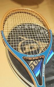 Vintage Dunlop Tennis Racquet DAVIS CUP wood graphite Head Cover 1980s