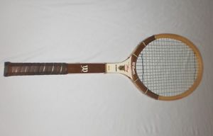 Vintage BILLY JEAN KING Autograph Tennis Racquet Wilson Wooden Racket 4 1/4