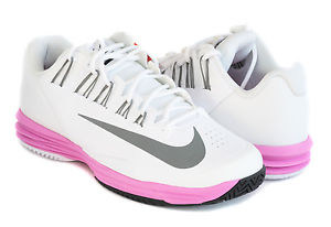 NEW Womens NIKE Lunar Ballistec Tennis Shoes, White/Pink/Grey/Silver, Size 11 ½