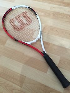 Wilson Federer Pro Strung L3 4-3/8 Adult Tennis Racquet Sport Red/black/white