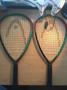 2 Head Pro XL Pyramid V Racquetball Racquets 3 5/8 Grip With Covers