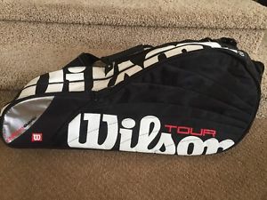 Exc Cond Wilson Tour 6 Tennis Racquet Bag Thermo Guard  Black White Red