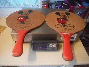 Rare Vintage Mickey Mouse Walt Disney Smashball Paddleball set of 2 Paddles