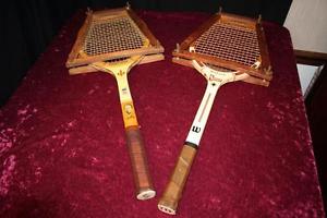 VTG COURT STAR TOP STAR DON BUDGE & WILSON SPORT WOODEN TENNIS RACKETS W/ FRAMES