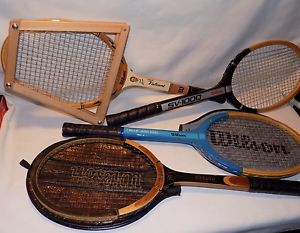 Lot Of 4 Vintage Wood Wilson Tennis Racquets SV1000, Billie Jean King, Advantage