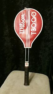 Vintage WILSON T3000 TENNIS RACQUET Racket & Head Cover 4 5/8" Grip Medium Metal