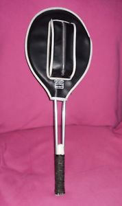 VINTAGE ALUMINUM TENNIS RACKET WITH COVER Holds 3 Balls & Racket  Good Condition