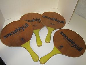 SMASHBALL Paddles Beach Wood High Quality Racquet Tennis Sport Design SET OF 4