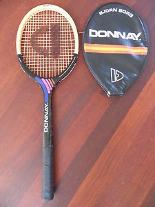 Vintage BJORN BORG PRO DONNAY WOOD TENNIS RACKET SIZE 4 WITH COVER