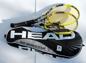 Pair Head YouTek IG Extreme MP 100 sq. 4 3/8 L3 Grip STRUNG 3 Racket Tennis Bag