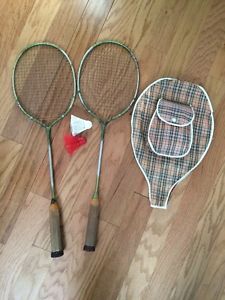 Vintage Set of TWO Early Dayton Badminton Tennis Racquets W Case 1920's Japan!
