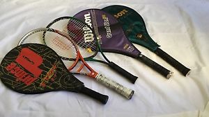 Prince & Wilson Lot Of 5 Tennis Racquets w/ Covers Longbody TT Scream etc.