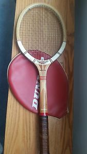 VINTAGE DUNLOP MAXPLY FORT HEAVY WOOD TENNIS RACKET W/COVER ENGLAND