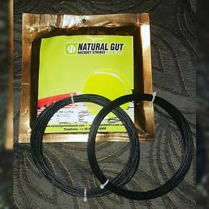 (3) SETS 15G 100% "PREMIUM" NATURAL GUT IN "BLACK COLOR" TENNIS RACQUET STRING