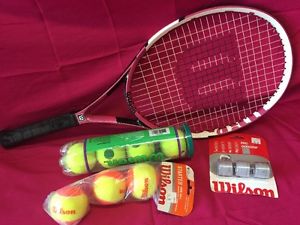 Wilson NANO Carbon Hope 113 sq. in. Tennis Racquet With New Balls & Grip Tape