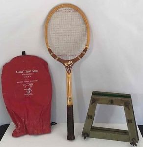 Vintage TAD Davis Hi-Point Wood Tennis Racquet 4 1/2" Large w/ Cover & Press VGC