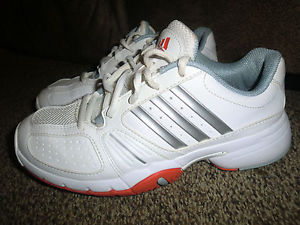Adidas Womens Barricade Team 2 Tennis Shoe Sz. 5 Wht/Sil/Corene G45561