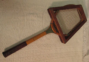 Antique Wright and Ditson Autograph Wooden Tennis RacketChampship Play Decor