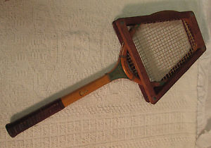 Antique Wright and Ditson Autograph Wooden Tennis RacketChampship Play Decor