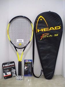 Head Radical Tour OS Tennis Racquet 4 3/8 - NEW STRINGS/GRIP-Andre Agassi