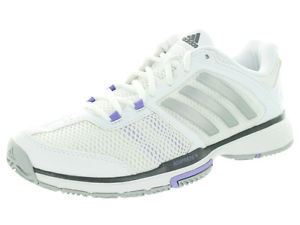Adidas Women's Barricade Team 4 White/Silver Metallic/Light Purple Tennis Shoe