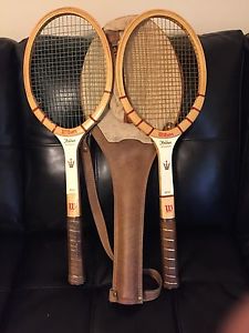 Wilson Jack Kramer Autograph Tennis Racquets, Med NEW Light Used. Tweed/Leather