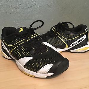 BABOLAT All Court Tennis Shoes Black Yellow White Men's Size 5 US 37EUR Michelin