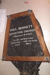 VINTAGE DUNLOP TENNIS RACQUET WITH WOOD BRACE & COVER PAUL BENNETT NW UNIV