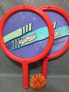 Set of 2 1991 KOOSH Ball Red Paddle & Ball Racquets OddzOn Vintage Kids Nerf Toy