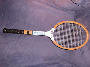 VINTAGE WILSON CHRIS EVERT AMERICAN STAR WOODEN TENNIS RACQUET BLUE W PRESS 70'S
