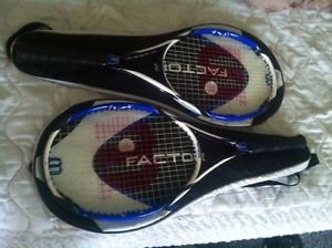2 Wilson k factor pro six L3 L4 tennis racquets med 4 3/8" & med/lg 4 1/2" &case
