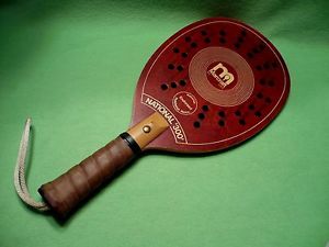 Marcraft wood NATIONAL ' 300 ' paddleball beach tennis racquet paddle NY USA.Exc