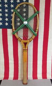 Vintage 1920s Spalding Wood Tennis Racquet Mary K.Browne Antique Simplex Press