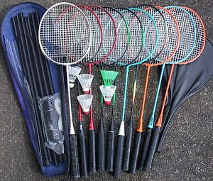 Lot 10 raquettes BADMINTON + 5 volants + un filet  EXTERIEUR  PLEIN AIR