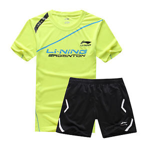 2015 Summer Li Ning Men's table tennis Badminton Clothes Set T shirt+shorts